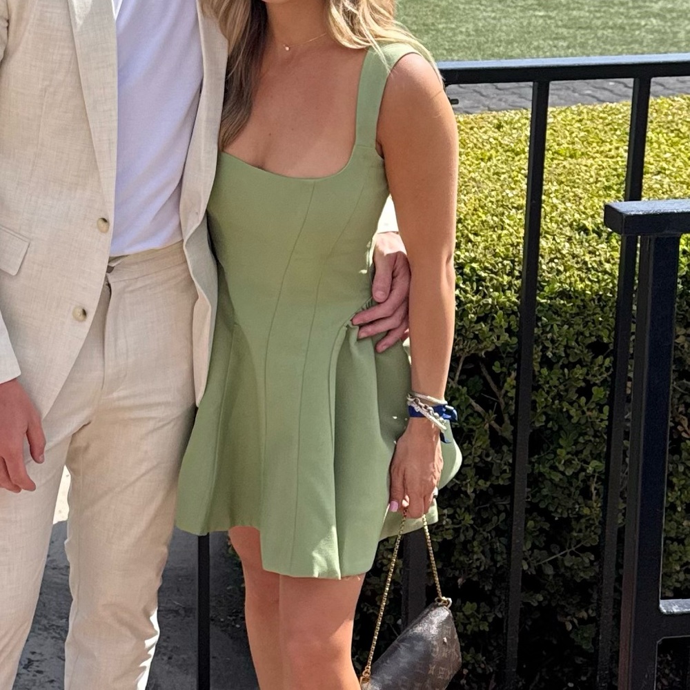Showpo Kailee Mini Square Neck Dress in Sage - Picture 4 of 4